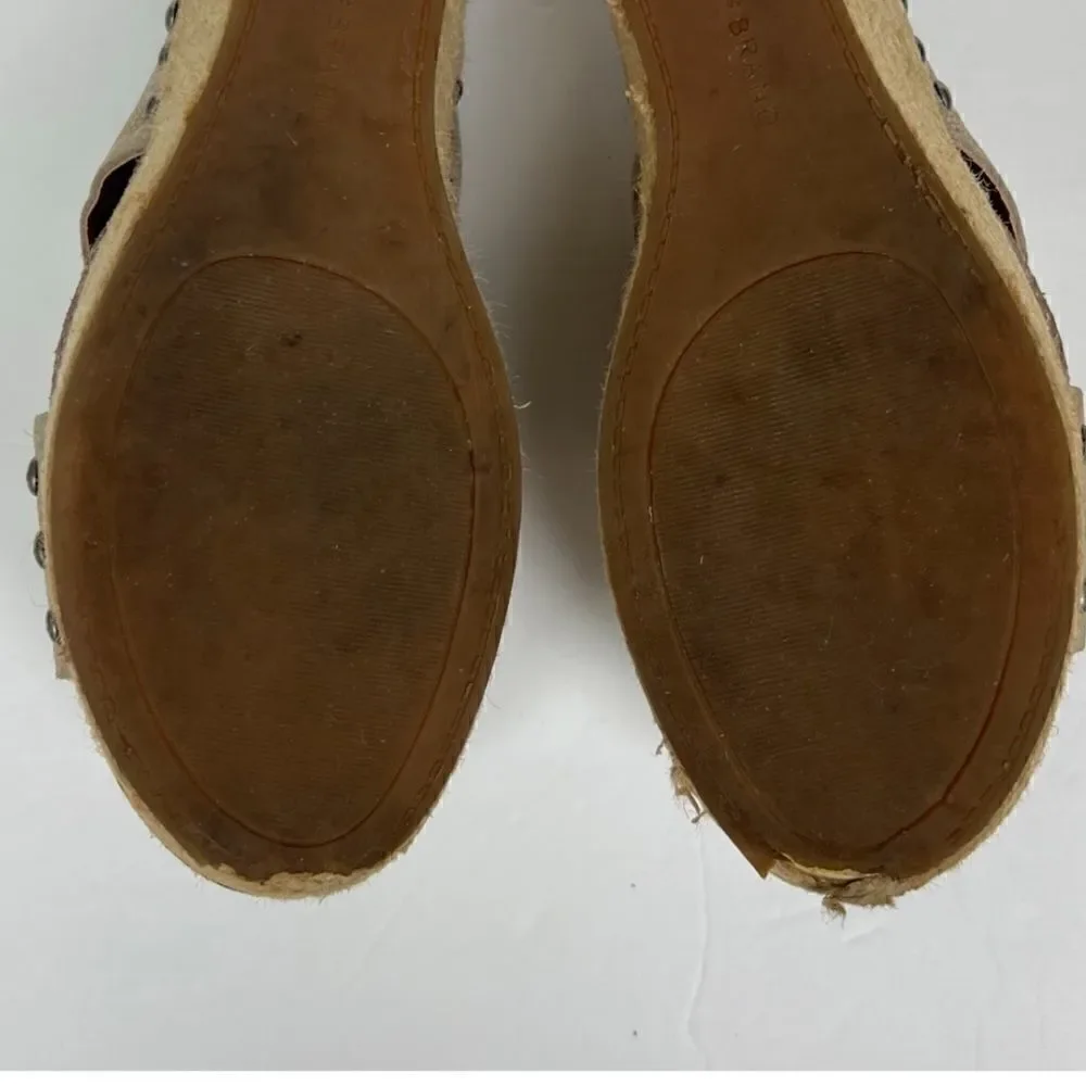 Lucky Brand Wedge Neeka Sandals Snake Skin Print Tan Cream Leather Upper 9M
